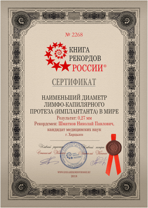Сертификат Книги Рекордов России № 2268